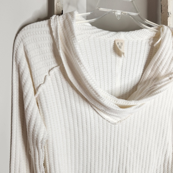 Free People We The Free top womens XS Ivory White Wildcat thermal waffle knit - Picture 5 of 7